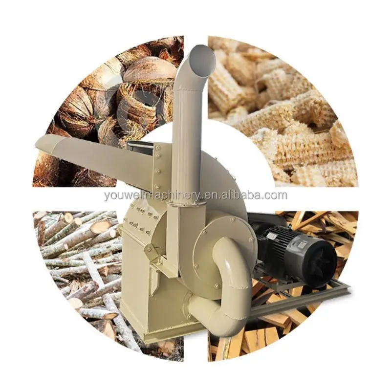 High Quality Wood Hammer Mill Sawdust Machine 300-600kg/h Capacity 11W Power