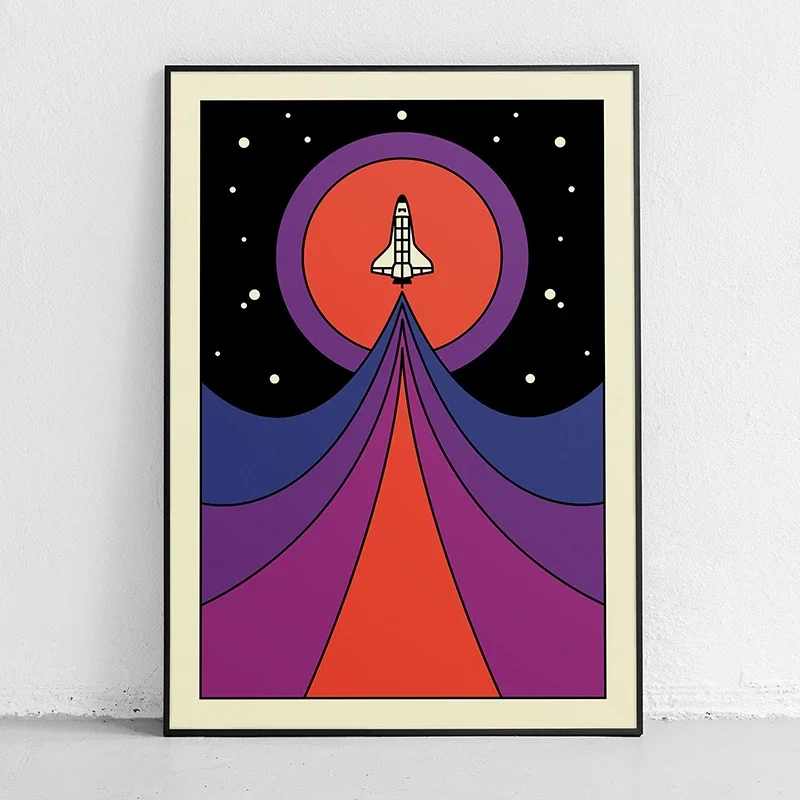 الرجعية مجردة مكوك الفضاء سبوتنيك الحد الأدنى الملصقات والمطبوعات قماش الطباعة جدار صورة فنية لغرفة المعيشة ديكور المنزل