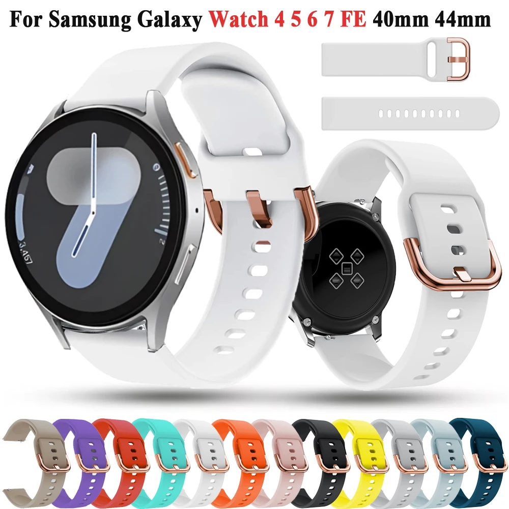 삼성 갤럭시 워치 7 FE 6 4 5 프로용 실리콘 팔찌 밴드, 갤럭시 워치 6 손목 스트랩, 20mm, 44mm, 클래식 43mm, 47mm