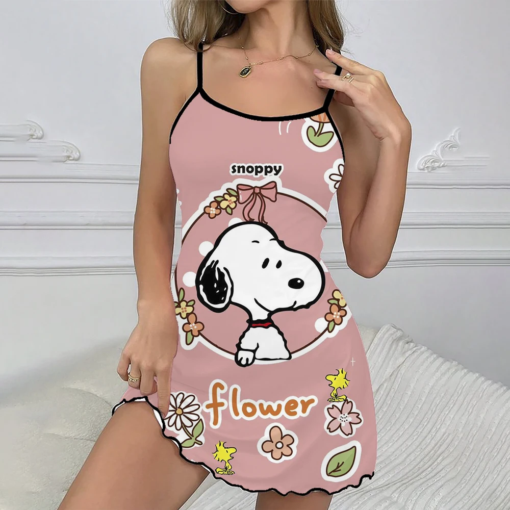 Summer Women Snoopy Women's Fashion Suspender Dress Feminine Loose Beach Wear Cool Sleeveless Dress Quick Dry