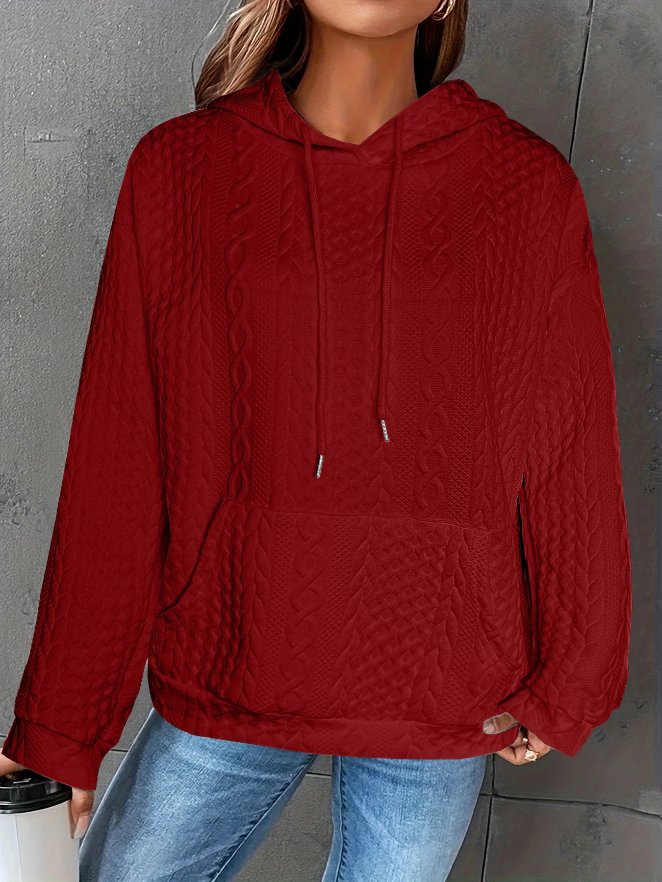 

2024 Spring and Summer Independent Station Cross border European and American New Women's Fashion Hooded Long Sleeve Pocket Hood