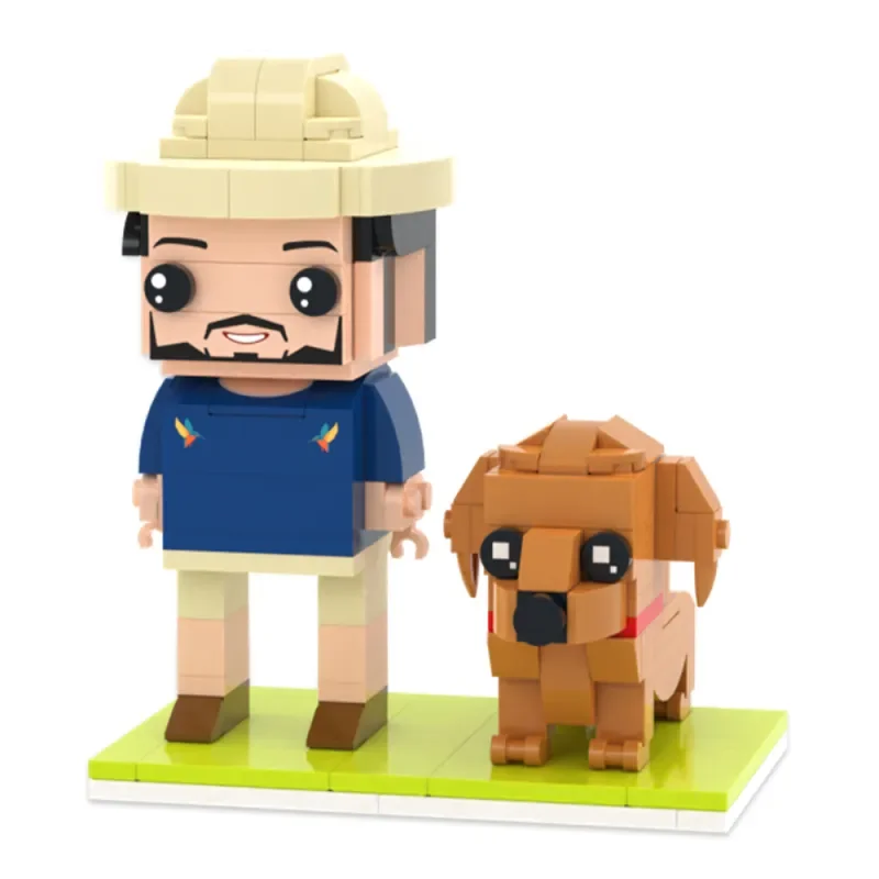 

Personalized 1 Peope and Dog Brick Figures Fully Body Gift my custom brickfigures small granules photo Building blocks character