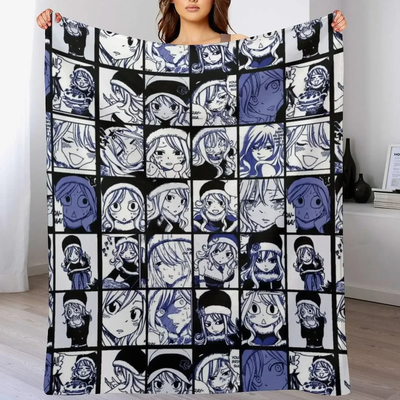 Juvia Lockser - FT manga panel collage Throw Blanket halloween Single Stuffeds blankets and throws Baby warm winter Blankets view 4