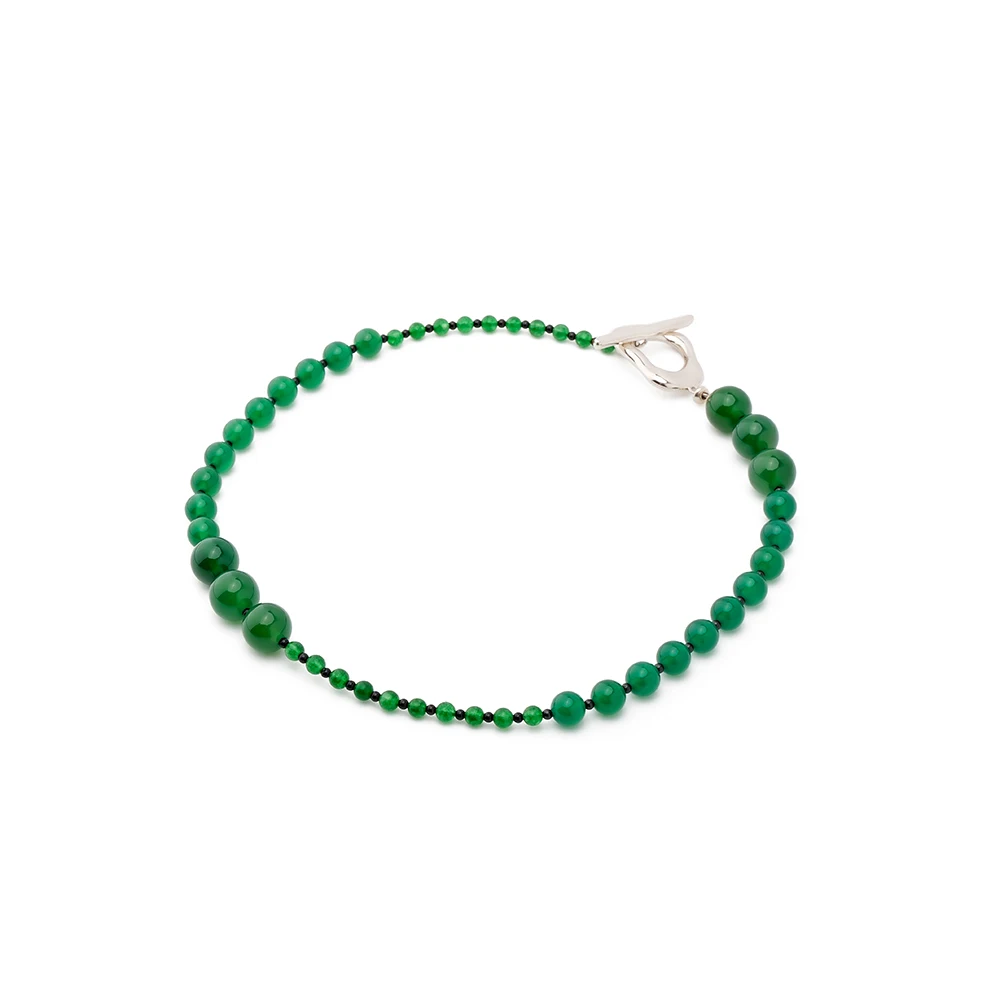 Amorita natural green agate emerald asymmetrical simple collarbone necklace