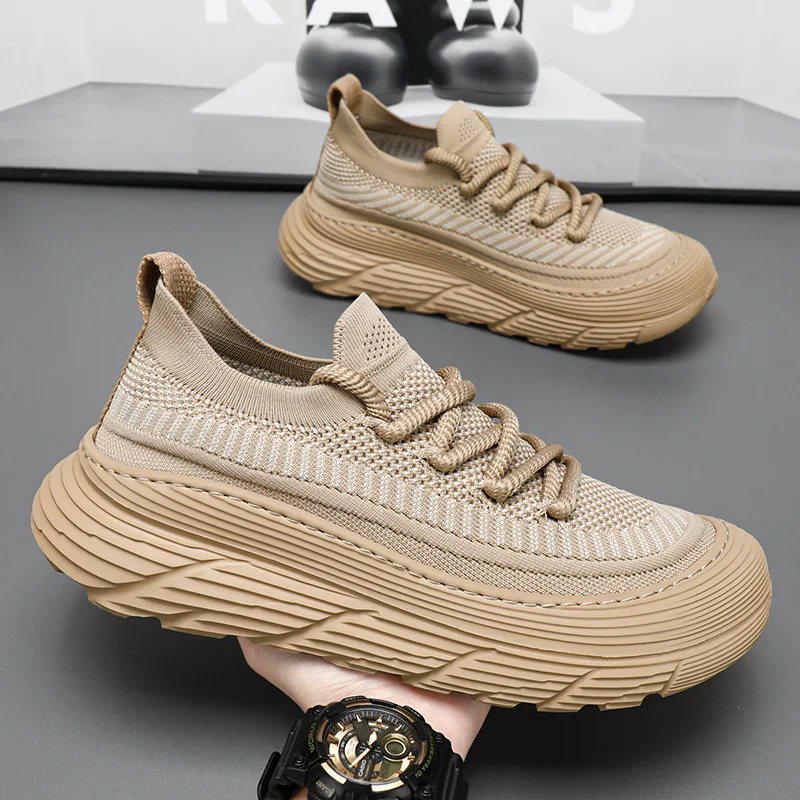 2024 Summer New fly weave Breathable Casual Shoes Comfortable Platform Anti Slip Running Shoes Concise Fashion Tennis Sneakers