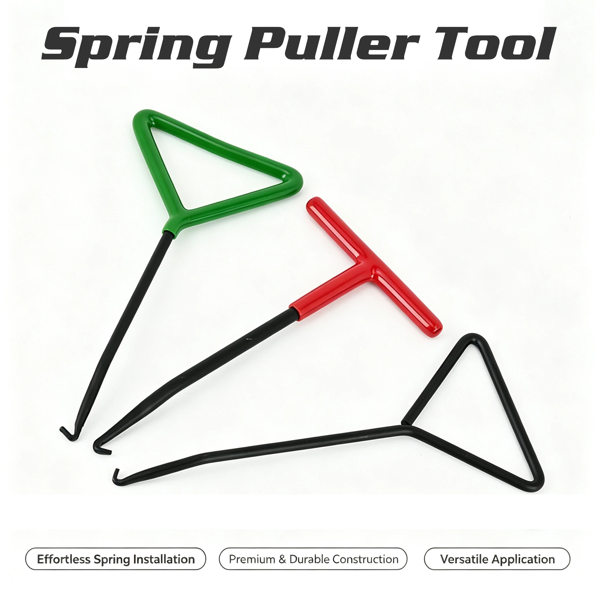 Exhaust Spring Puller Tool Steel T-Handle & Triangle Spring Hook  Non-Slip Grip for Motorcycle ATV Car Trampoline Brake Springs