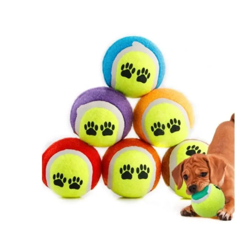 Dog Training Mini Micro Elastic Throwing Tennis Ball Cute Footprint Puppy Cat Chew Safe Balls Soft Small Pets Teething Toys