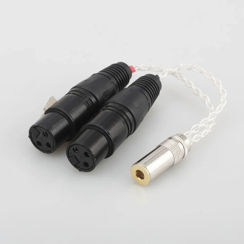 Audiocrast 8 núcleos plateado 4,4mm hembra equilibrada a doble 2x 3 pines XLR hembra Cable adaptador de Audio 4,4 TRRRS a conector XLR