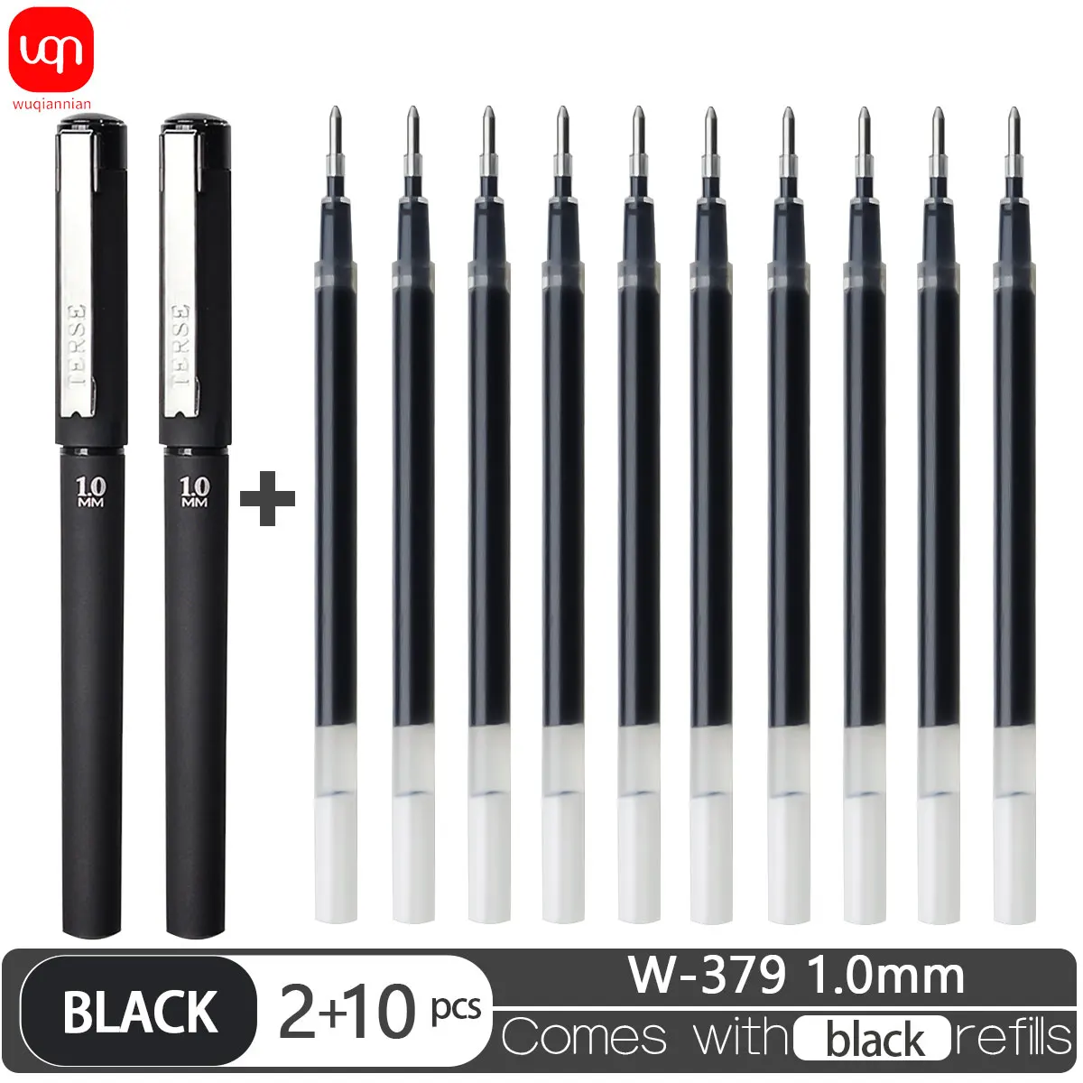 

2024 12pcs 1.0 Large Capacity Signature Pen Black 0.7 Carbon Pen for Business Office 1.0 Student Water Pen Core Calligraphy Pen