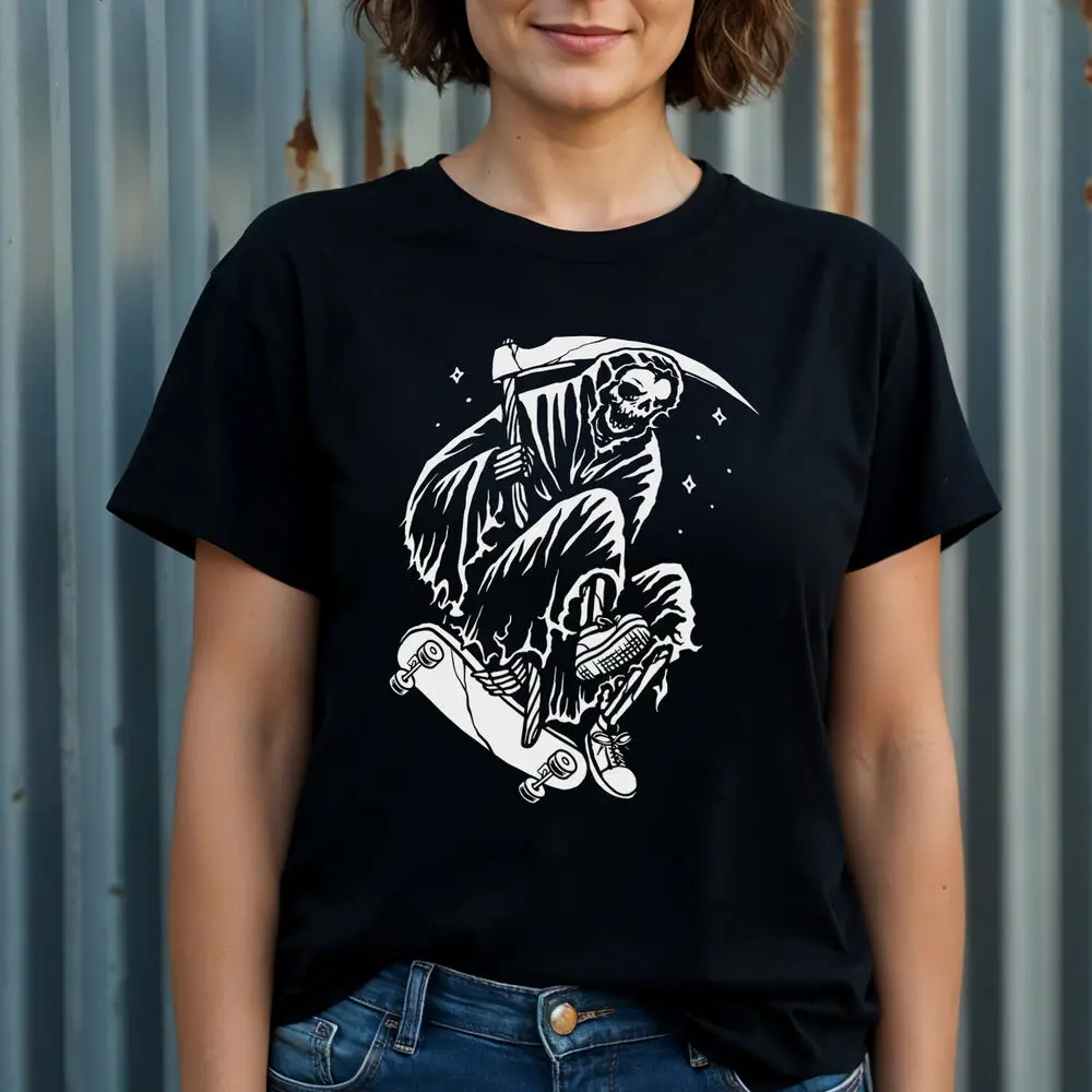 T-shirt graphique Grim Reaper pour hommes et femmes, Fun Grim, Skateboarding Tee