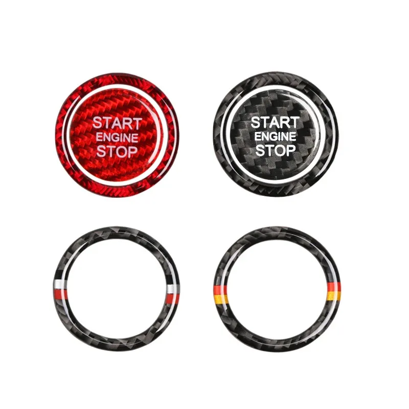 Real Carbon Fiber Car Engine Start Stop Button Trim Sticker For Audi A3 A4 A5 A6 C5 C6 Q5 Q7 S3 S6 S7 Key Ring Car Accessories