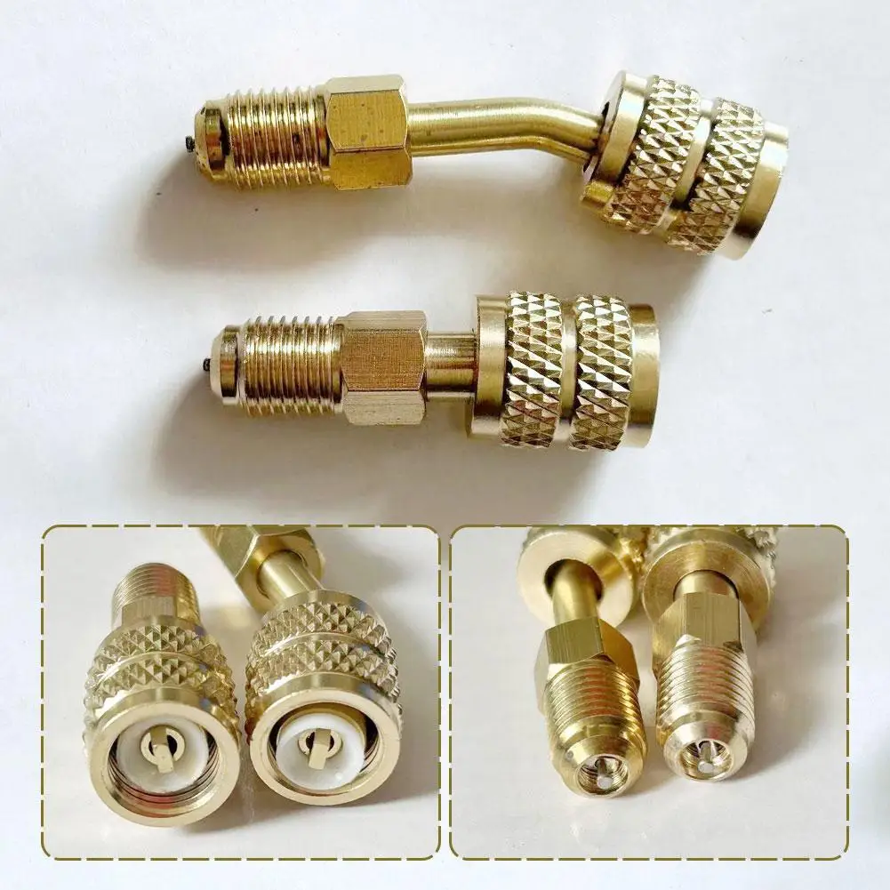 Adattatore per refrigerante di qualità premium Adattatore per rimozione adattatore da 45 gradi Nucleo R410A Adattatore per strumenti HVAC per strumento più recente Ottone La maggior parte delle valvole O9T1