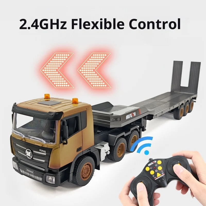 Huina Delin 1318 – remorque à plat, série d'ingénierie, télécommande à neuf canaux, véhicule d'ingénierie de Simulation, voiture jouet électrique