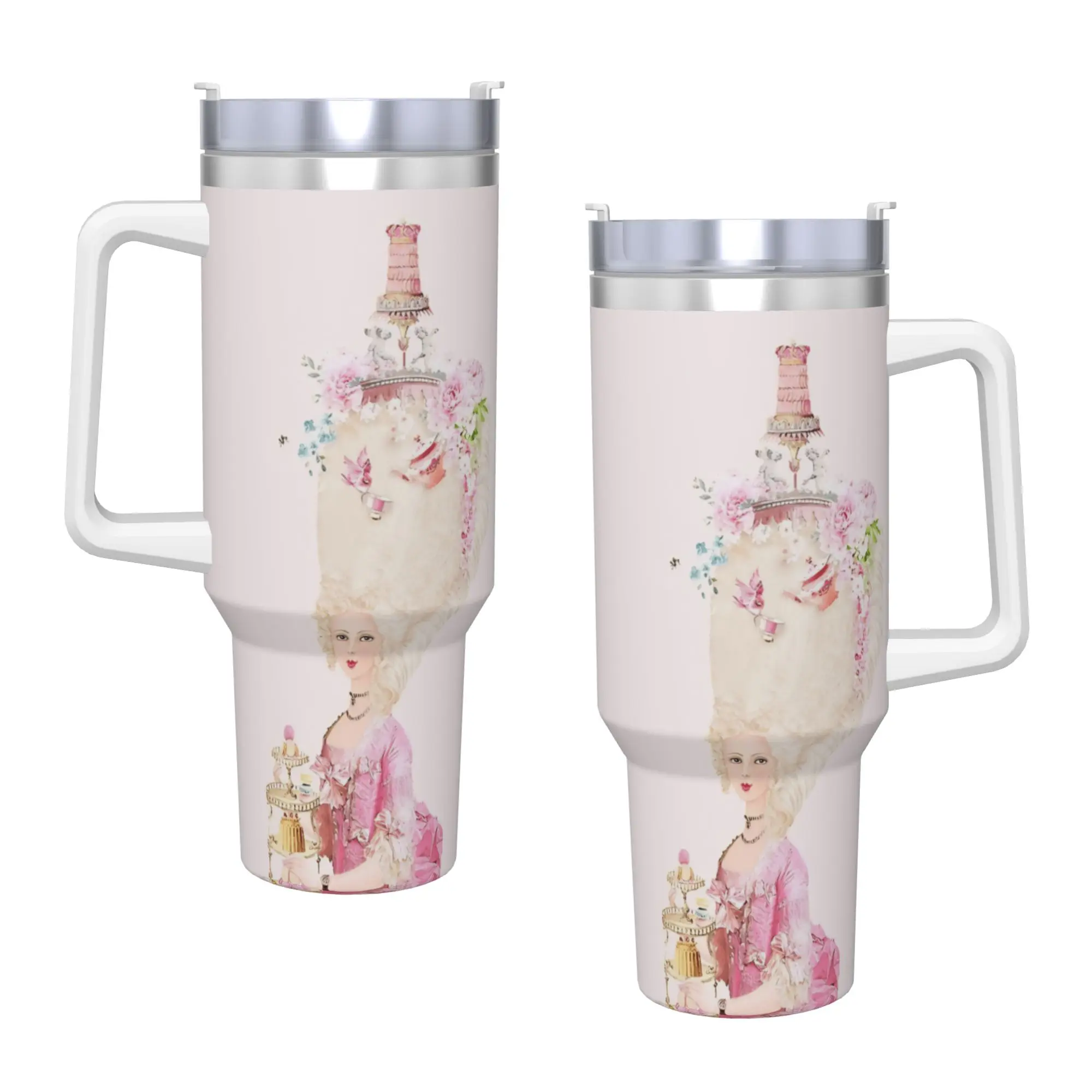 Marie Antoinette Afternoon Tea In French Paris Tumbler  Cold Drink Water Bottle Insulated Graphic Travel Car Mugs