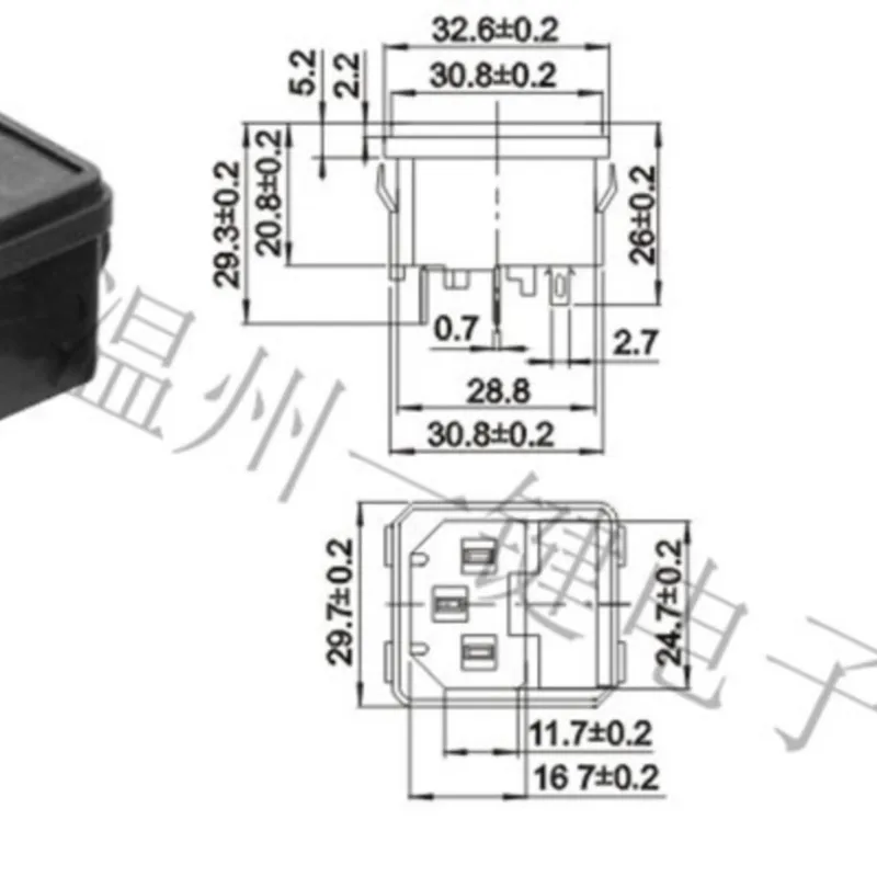 AC-02 Female seat AC power socket Double buckle Without ears Insured With card slot Pin word socket Solid copper