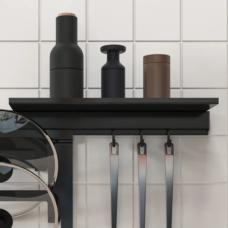 Durable High Quality Wall Mounted Aluminum Spice Shelves Tableware Drain Shelves Kitchen Storage Racks