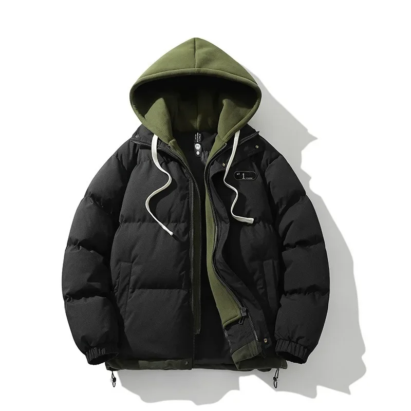 Jaket bertudung untuk pria, mantel gelembung tebal hangat warna-warni, jaket musim dingin 2023, pakaian jalanan Hip Hop, Parka hitam Korea, jaket Puffer