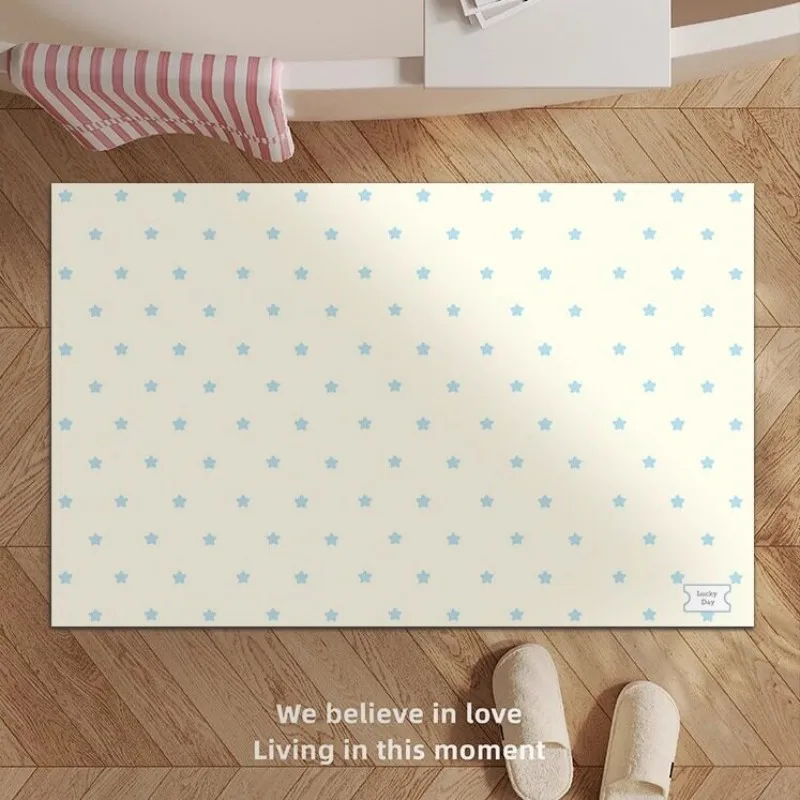 VIKAMA Korean Style Cream Star Pattern Bath Mat, Non Slip Absorbent Quick Dry Diatomaceous Bathroom Mat