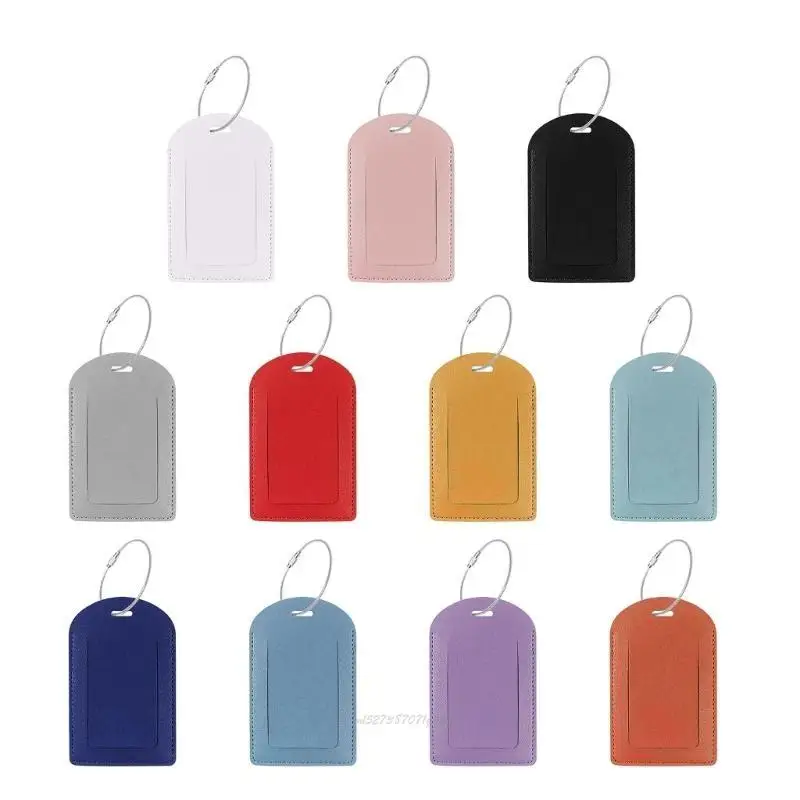 

X5XA Travel Baggage Name Tag Suitcase Label Holder PU Leather Luggage Card Holder