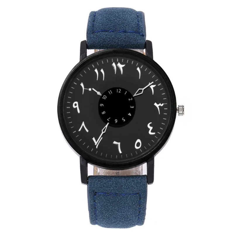 Personality Monster Number Rotary Scale Inverted Hand Watch Matte Belt Couple Watch