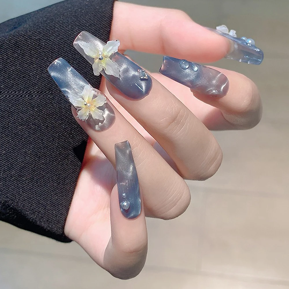 Klimonla 1/3/5 Stück Runde Nagelmagnetkugeln Multifunktionale Nagelkristalle Funkelnde Blumen-Katzenmagnet Nagelkunst-Werkzeug – Detail 3