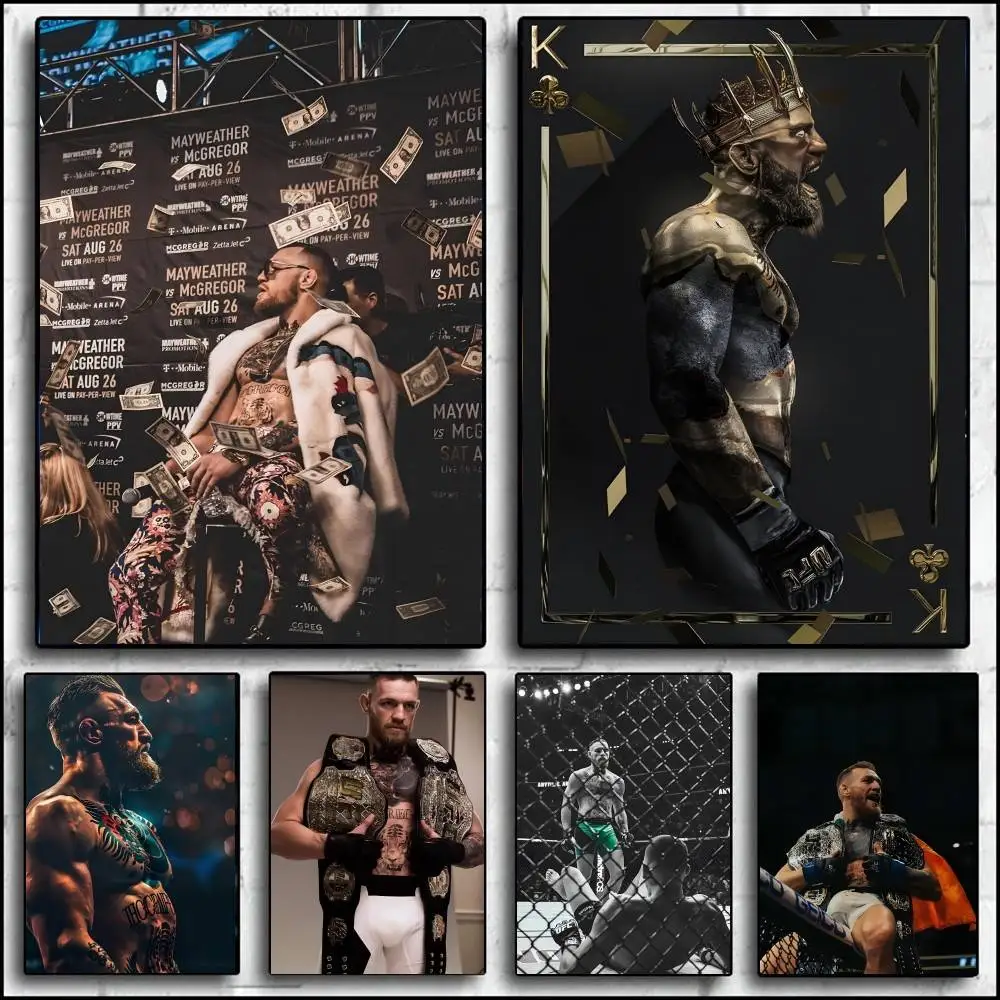 Póster de boxeo inspirador Conor McGregor, arte autoadhesivo, pegatina de papel impermeable, decoración de pared de habitación, cafetería, Bar, 1 ud.