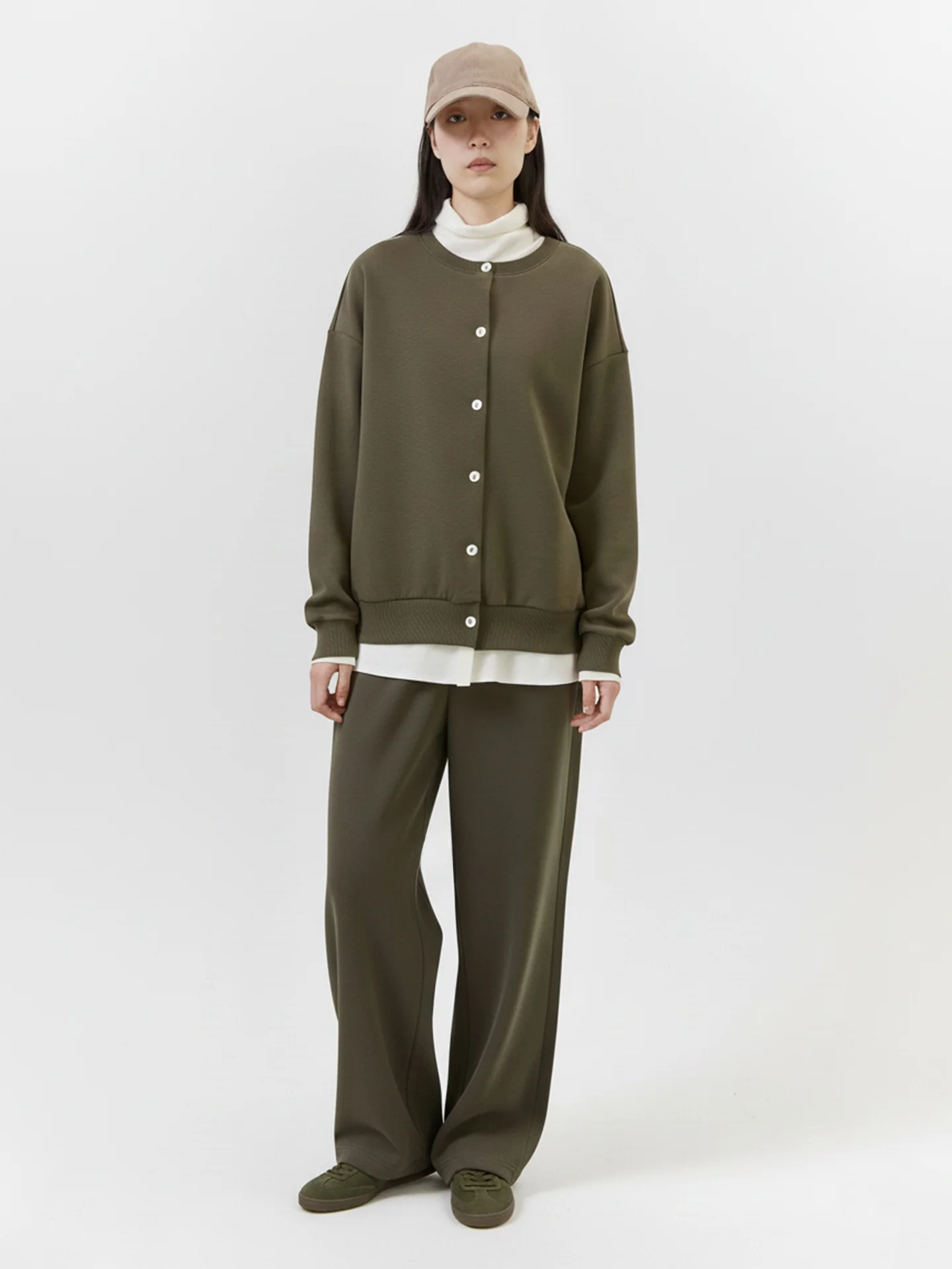 

Seei Women's Baseball Jaet Coat Thin Fce round Ne oulder Drop Casual Sle Warmth Fake Two-Piece Cotton Polyester Blend