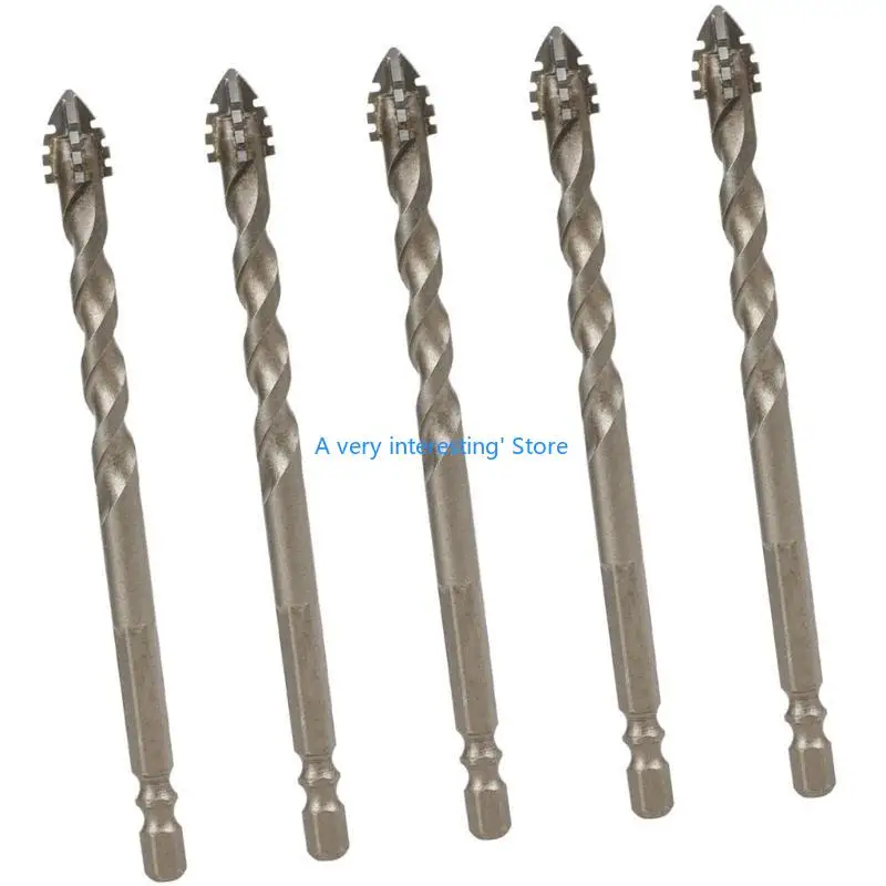 

5 Pieces Four Flute Eccentric Drill Bit Set with Shank for Fast And Efficient Hole Making In Tiles Marble U6XC