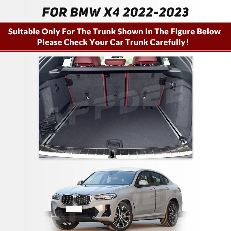 Auto Full Coverage Trunk Mat For BMW X4 2022 2023 Leather Car Boot Cover Pad Cargo Liner Interior Protector Accessories