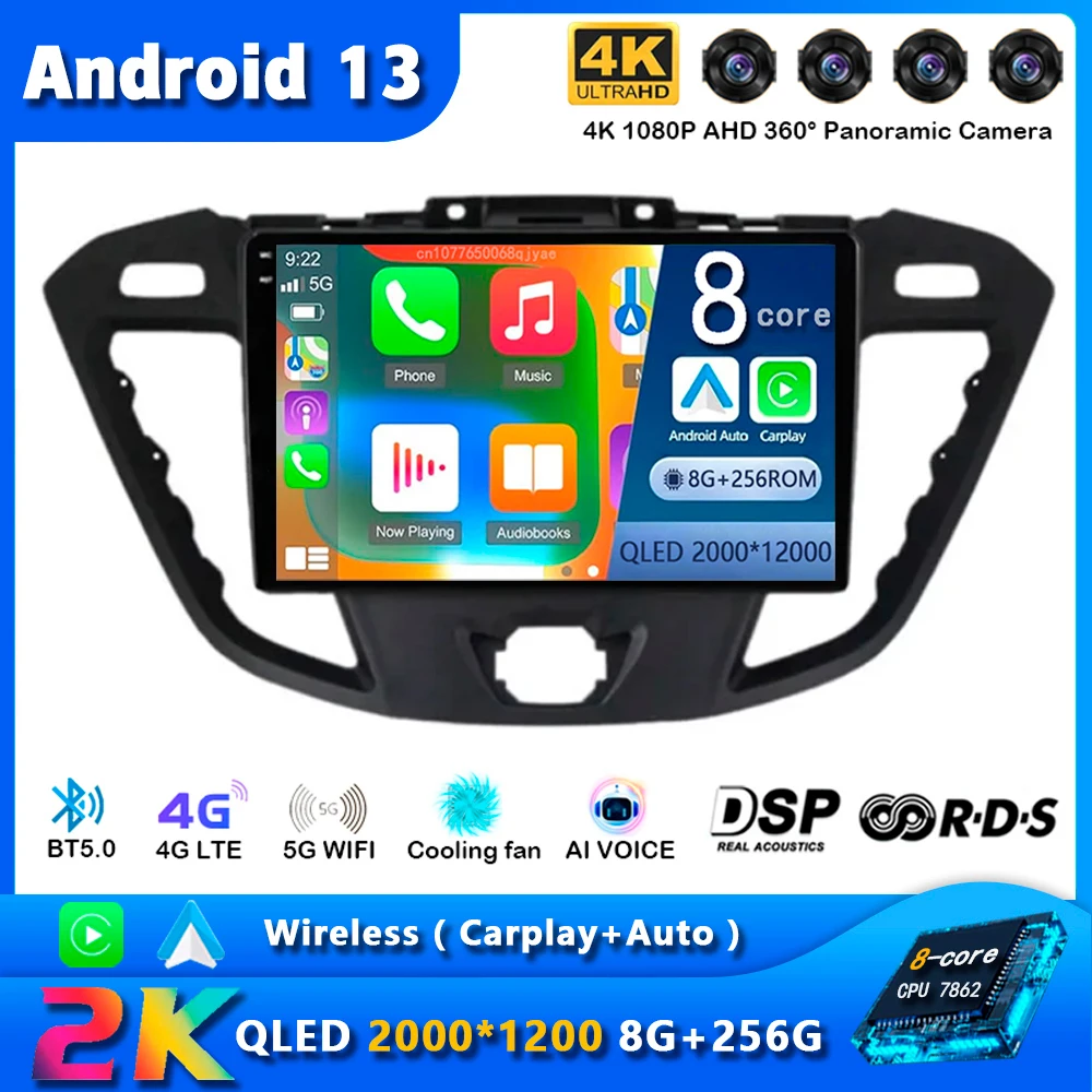 

Android 13 Carplay Auto Car Radio For Ford Transit Tourneo Custom 2012 - 2021 Navigation GPS Multimedia Player Stereo wifi+4G BT