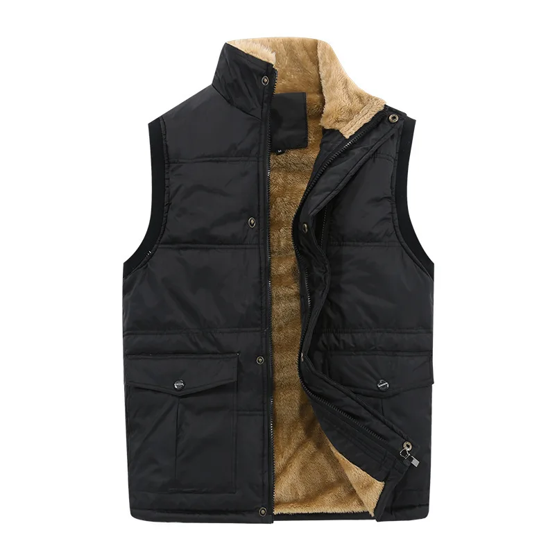 

Autumn Winter Men Padded Vest Man Cotton Fleece Waistcoat Thermal Soft Vests Mens Stand Collar Windbreaker Sleeveless Jacket