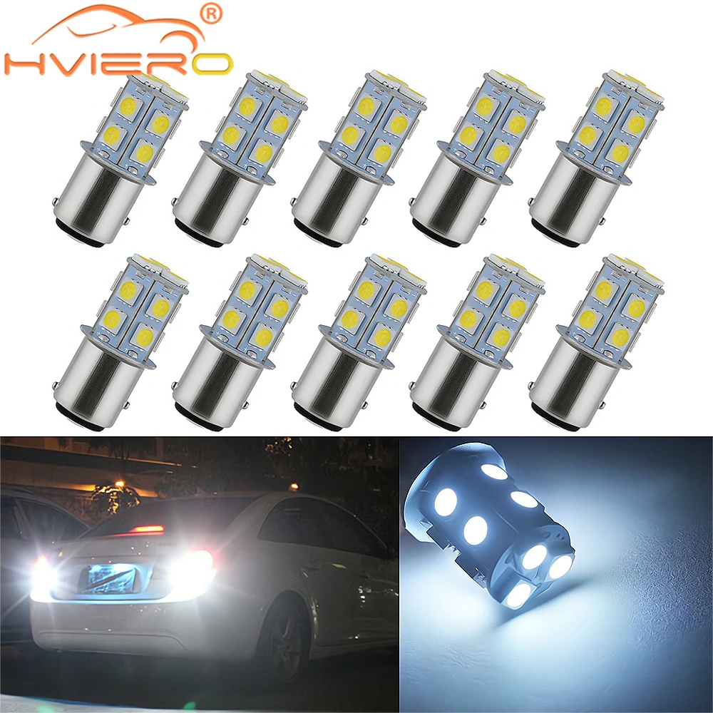 10Pcs 1157 BAY15D P21/5W 13Led 5050 Car Led Turning Parking Signal Lights Brake Tail Lamps 13SMD Auto Rear Reverse Bulbs DC 12V