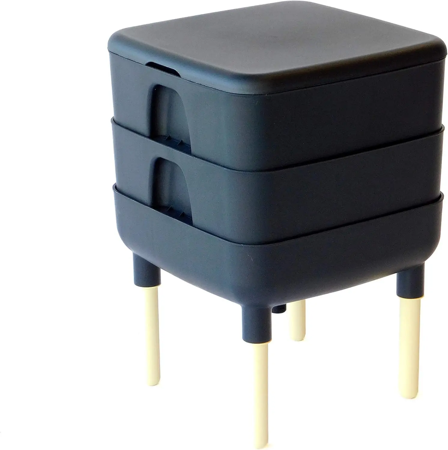 

Контейнер для червячных композиторов с 2 лотками для внутреннего использования, черный — эффективная вермокоподготовка с контролем влаги