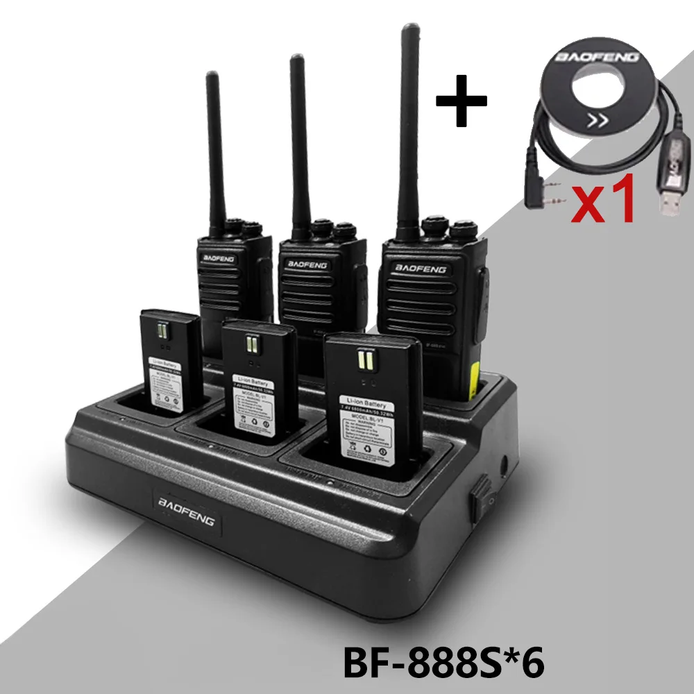 6pc Baofeng BF-888S PLUS Walkie Talkie Tweeweg Radio BF 888s USB Lader UHF 400-470 MHz 16CH Lange Afstand Transceiver