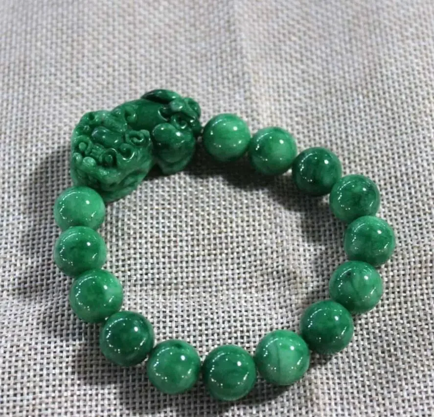 Fashion jewelry   Burma jade bracelet green jade pixiu bracelets men and women lovers drop shipping