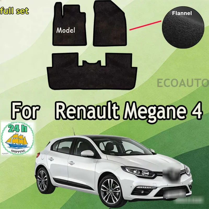 

Flannel Car Floor Mats Foot Pads For Renault Megane 4 IV MK4 2017~2023 Footpads Carpets Panel Rugs
