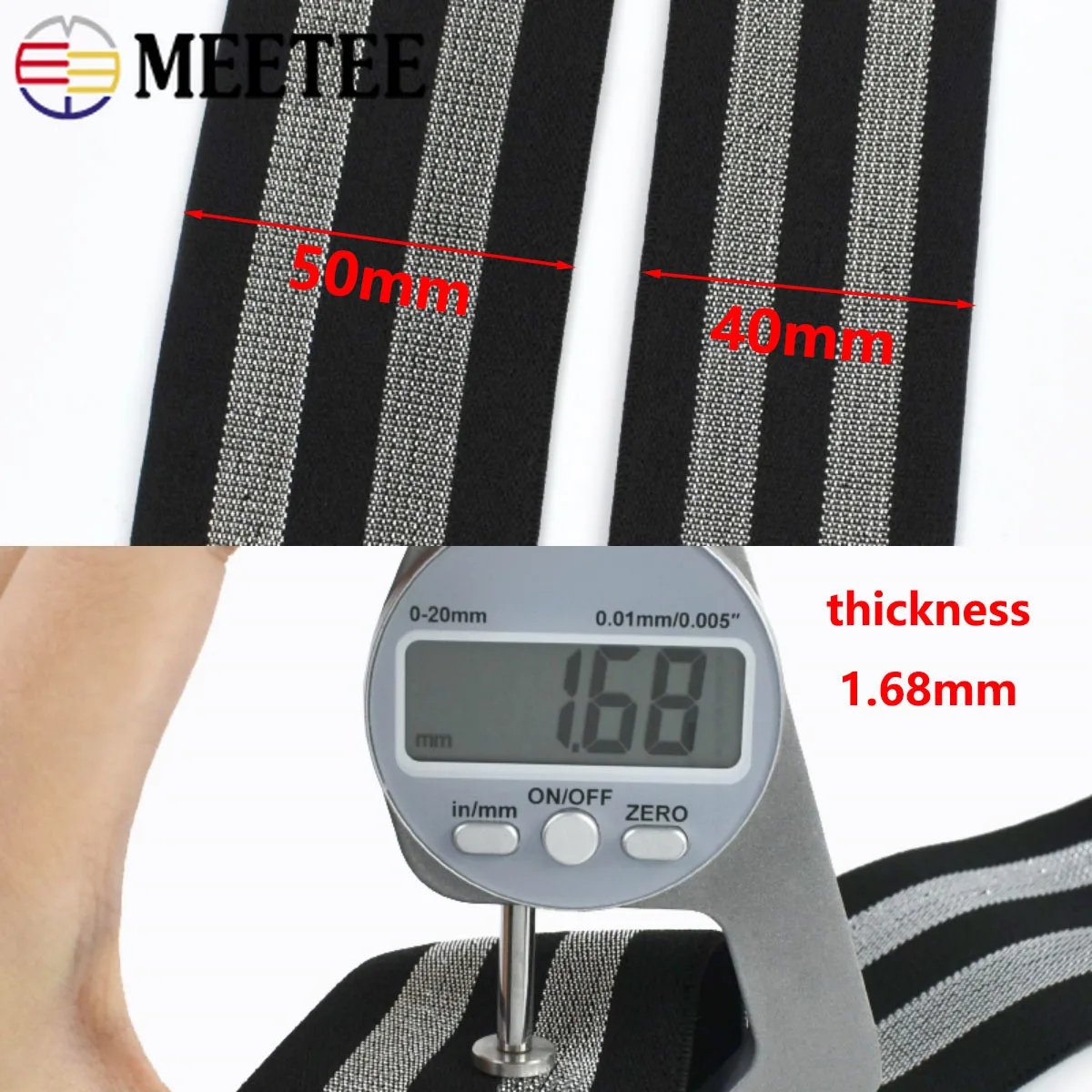 2/5/10Meters 40/50mm Striped Elastic Bands 1.6mm Thick Pants Waistband Rubber Band Bra Strap DIY Skirt Belt Sewing Accessories view 3