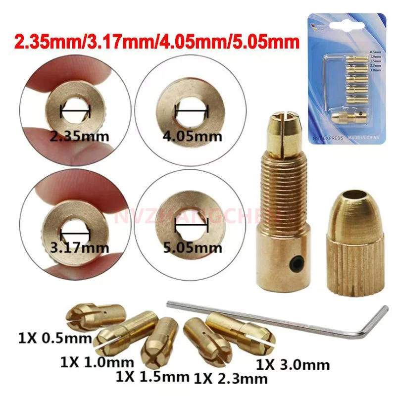 

7PCS Copper Brass Collet Various Mini Electric Drill Bits Electric Drill Self-tightening Drill Bit Chuck Drill Chuck Adapter