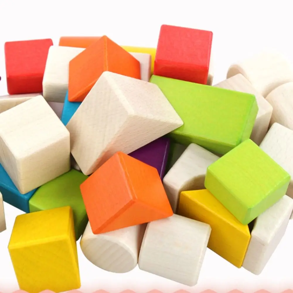 Ein Set aus sicherem Material, Holzblock-Set, glatte Kanten, lebendige Farben, bunte Blöcke, Formerkennung, Spielzeug für die frühe Bildung