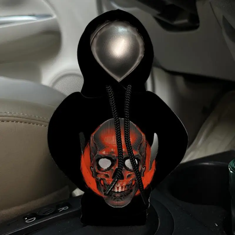 Auto Interior Styling Hoodies Knob Cover Halloween Skull Lever Change Knob Hoodie Car Gear Shift Collar Novelty Auto Accessories