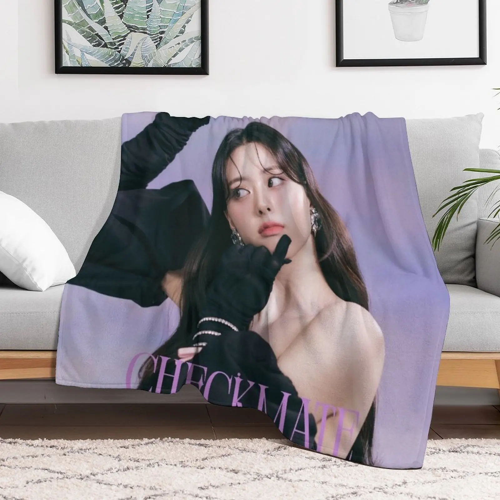 ITZY YUNA Checkmate Throw Blanket bed plaid for winter Bed blankets and throws Blankets