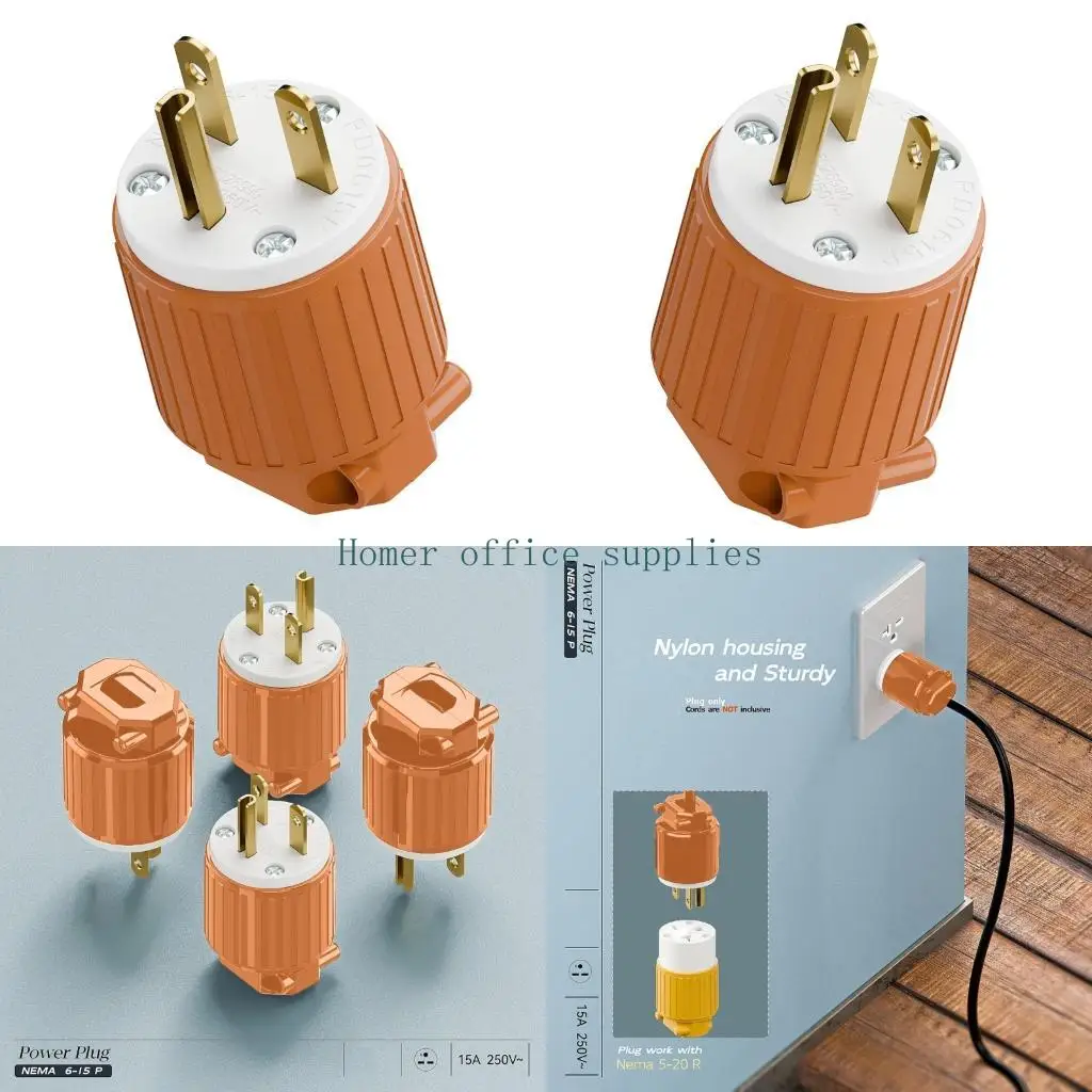 K43B NEMA 6 15P Power Plug 250V 15A White Industrial Electrical Connector Socket For Equipment And Appliances
