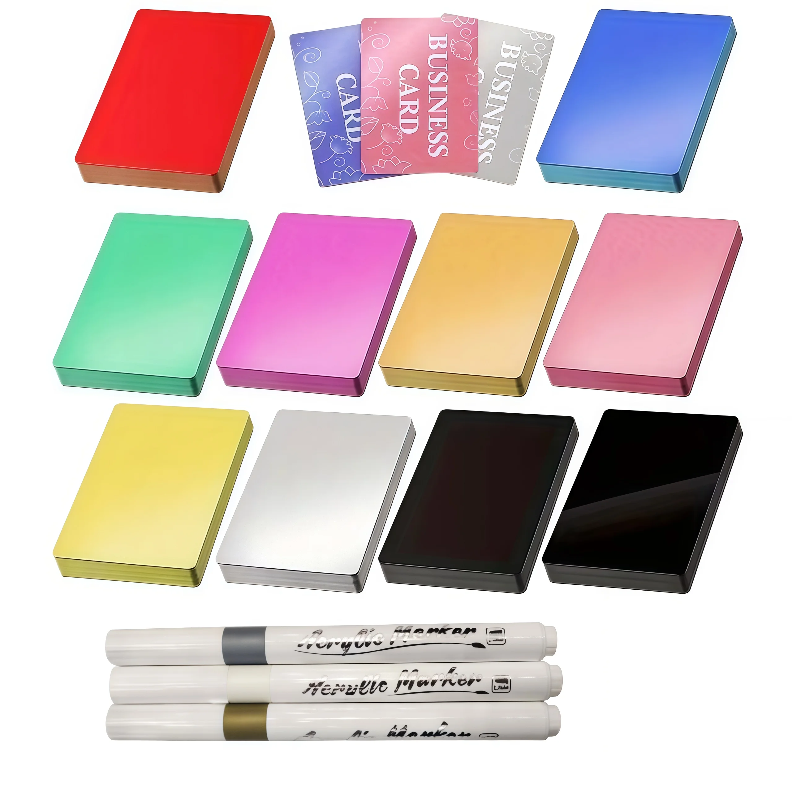 

50pcs/Set Aluminum Metal Business Cards DIY Engraving Card Home Office Supplies Aluminum Blank Laser Blanks for Engraving