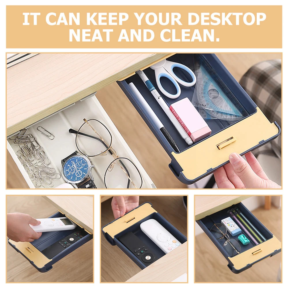 

Under Desk Storage Drawer ganizer Stationery Office Drawers Table Pencil Tray Hidden Abs Material Easy Install Smooth