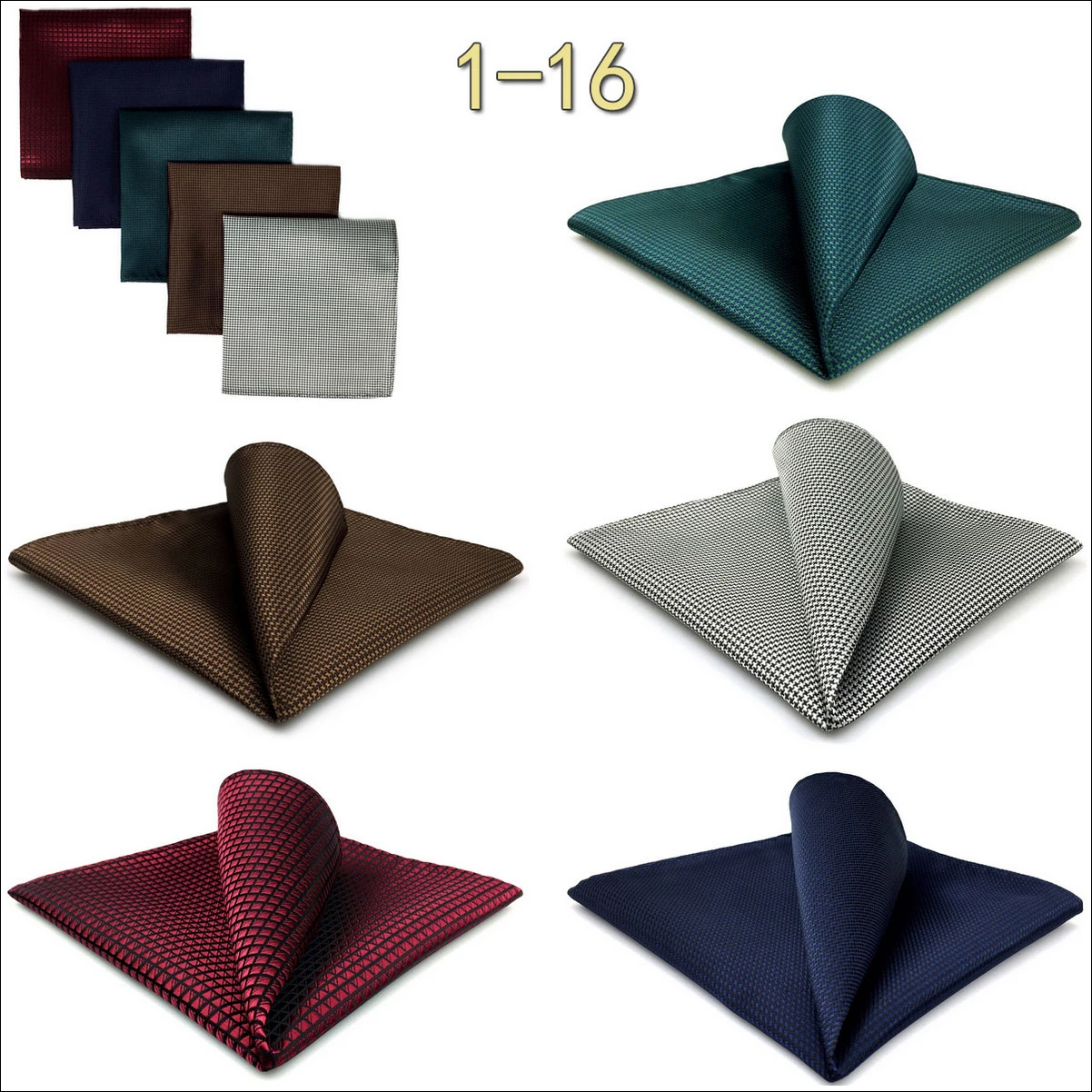 5 PCS Luxury Mens Pocket Square Set Handkerchief Assorted Paisley Floral Print Striped Hanky Suit Gentlemen Wedding Gift Vintage