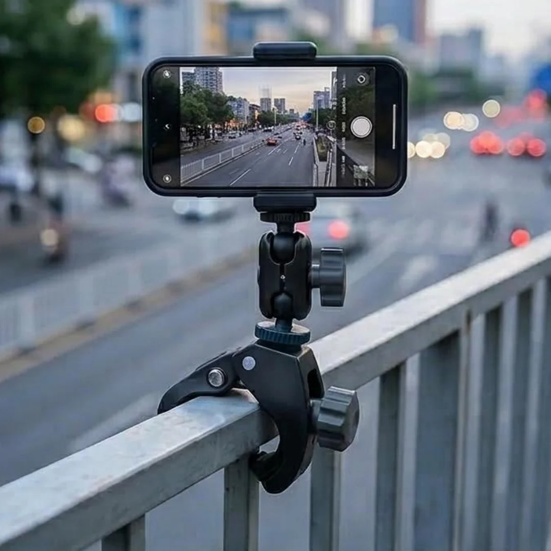 

Small Phone Holder for Bicycle, with 360-Degree Rotation 360-Degree Rotating Video Tripod for Phone Fixation. Used for Music Sc
