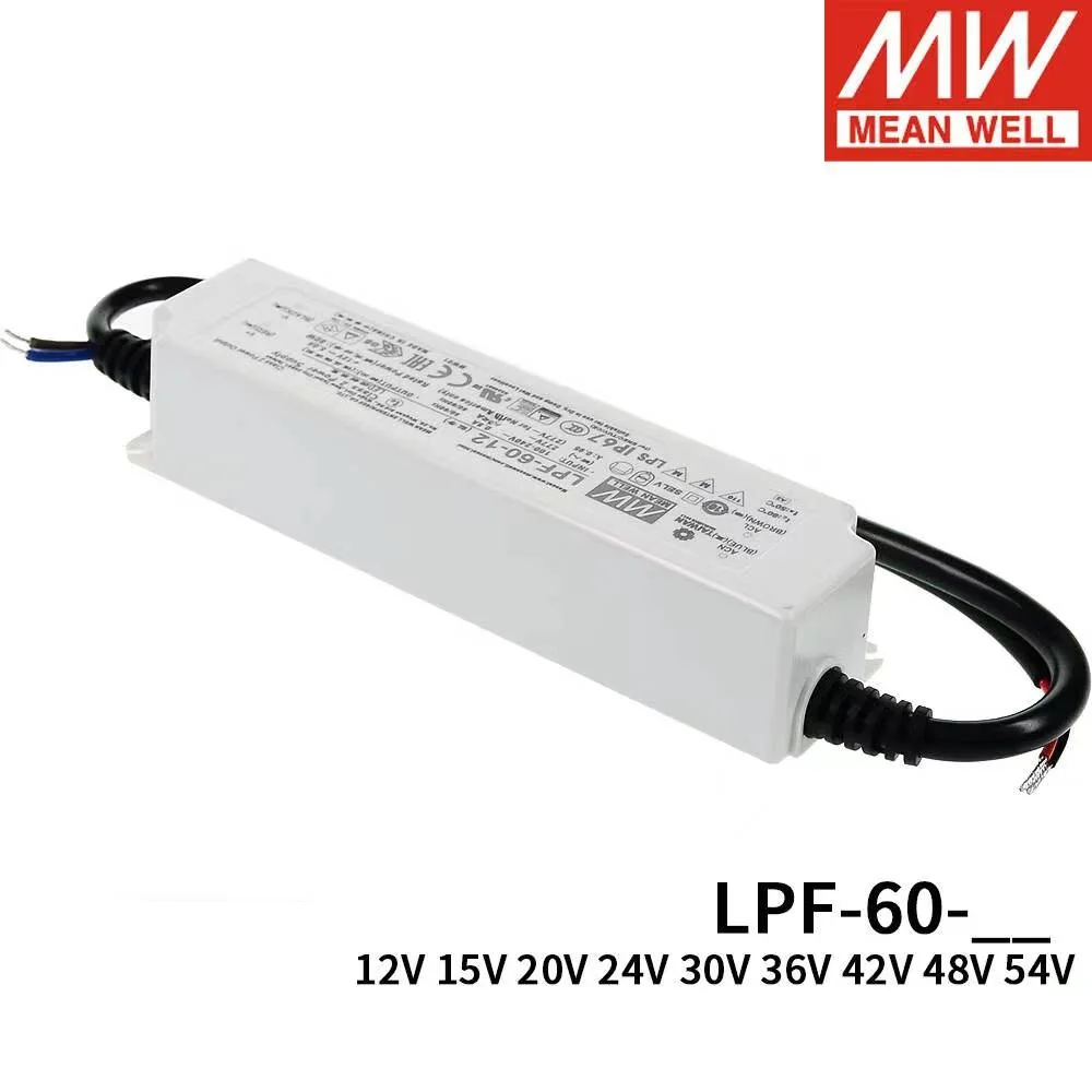 MEAN WELL LPF-60-12 12V 5A 60W Constant Voltage+Constant Current LED lighting Driver Class 2 Class II PFC IP67  Brand New