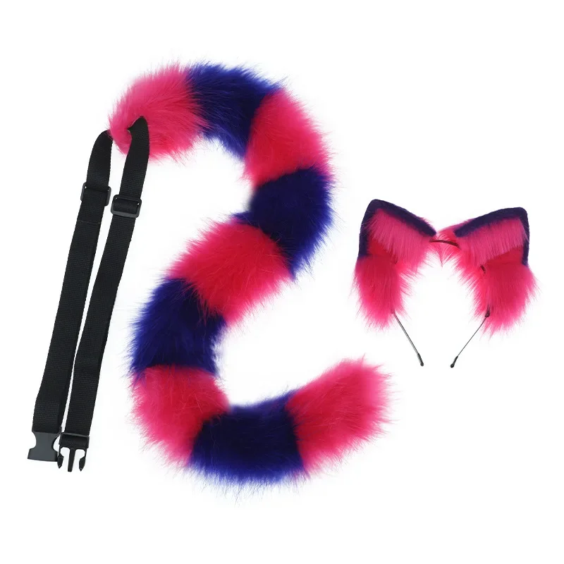 Simulation Fox Cat Ears Wolf Tail Cosplay Performance Props Accessories Handmade Anime Plush Beast Tail Halloween Dress Up Props