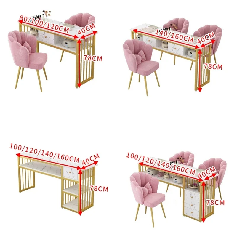 Nordic Single Double Nail Tables Salon Professional Manicure Table and Chair Modern Salon Furniture for Beauty Salon Nail Table