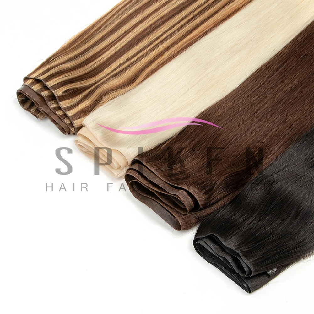 SPIKFN Long Tape Weft Human Hair Extensions Invisible Inject PU Skin Flat Weft Hair Bundles 80-100g Sewing In Micro Links Hair